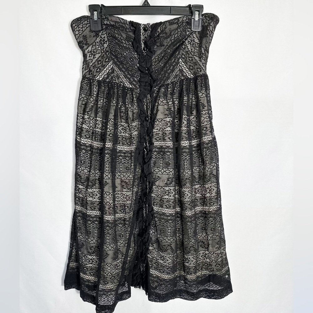 Moulinette Soeurs Black & Nude Lace Strapless Dress